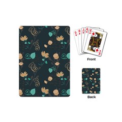 Flowers Leaves Pattern Seamless Green Background Playing Cards Single Design (mini)