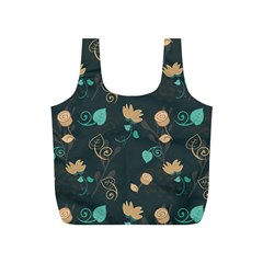 Flowers Leaves Pattern Seamless Green Background Full Print Recycle Bag (s) by Ravend