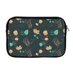 Flowers Leaves Pattern Seamless Green Background Apple Macbook Pro 17  Zipper Case