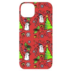 Santa Snowman Gift Holiday Christmas Cartoon Iphone 14 Plus Black Uv Print Case by Ravend