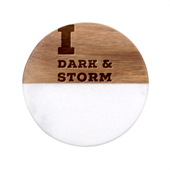 I Love Dark And Storm Classic Marble Wood Coaster (round)  by ilovewhateva