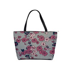Traditional Cherry Blossom On A Gray Background Classic Shoulder Handbag