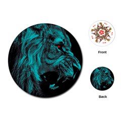 Angry Male Lion Predator Carnivore Playing Cards Single Design (round) by Salman4z
