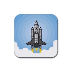 Rocket Shuttle Spaceship Science Rubber Coaster (square) by Salman4z