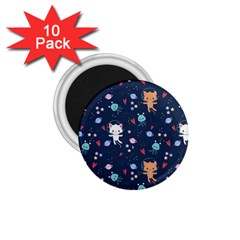Cute Astronaut Cat With Star Galaxy Elements Seamless Pattern 1 75  Magnets (10 Pack)  by Salman4z