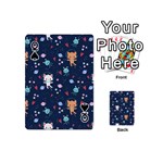 Cute Astronaut Cat With Star Galaxy Elements Seamless Pattern Playing Cards 54 Designs (Mini) Front - SpadeQ