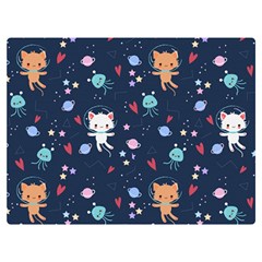 Cute Astronaut Cat With Star Galaxy Elements Seamless Pattern Premium Plush Fleece Blanket (extra Small) by Salman4z