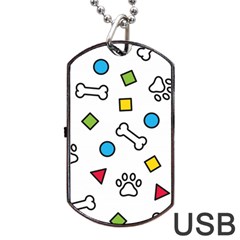 Dog Paw Seamless Pattern Footprint Bone Dog Tag Usb Flash (one Side) by Salman4z