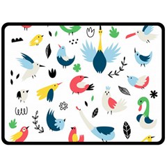 Vector Set Isolates With Cute Birds Scandinavian Style Fleece Blanket (large)