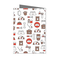 Vector Thin Line Art Vet Seamless Pattern Mini Greeting Cards (pkg Of 8) by Salman4z