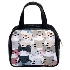 Cute Cat Couple Seamless Pattern Cartoon Classic Handbag (two Sides) by Salman4z