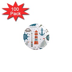 Nautical Elements Pattern Background 1  Mini Magnets (100 Pack)  by Salman4z