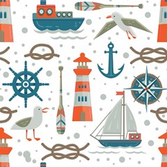 Nautical Elements Pattern Background Play Mat (rectangle) by Salman4z