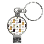 Cat Kitten Seamless Pattern Nail Clippers Key Chain