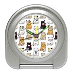 Cat Kitten Seamless Pattern Travel Alarm Clock