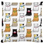 Cat Kitten Seamless Pattern Large Premium Plush Fleece Cushion Case (One Side)