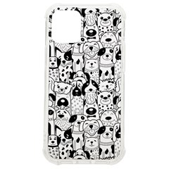 Seamless-pattern-with-black-white-doodle-dogs Iphone 12 Mini Tpu Uv Print Case	 by Salman4z