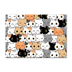 Cute-cat-kitten-cartoon-doodle-seamless-pattern Sticker A4 (10 Pack) by Salman4z