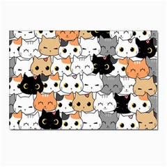 Cute-cat-kitten-cartoon-doodle-seamless-pattern Postcards 5  X 7  (pkg Of 10) by Salman4z