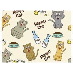 Happy-cats-pattern-background Two Sides Premium Plush Fleece Blanket (extra Small) by Salman4z