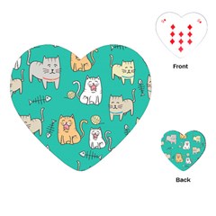 Seamless-pattern-cute-cat-cartoon-with-hand-drawn-style Playing Cards Single Design (heart) by Salman4z