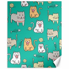 Seamless-pattern-cute-cat-cartoon-with-hand-drawn-style Canvas 11  X 14  by Salman4z