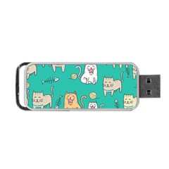 Seamless-pattern-cute-cat-cartoon-with-hand-drawn-style Portable Usb Flash (one Side) by Salman4z