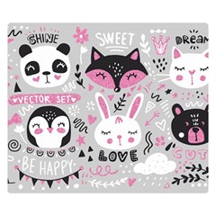 Big-set-with-cute-cartoon-animals-bear-panda-bunny-penguin-cat-fox Two Sides Premium Plush Fleece Blanket (small) by Salman4z