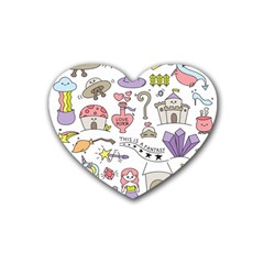 Fantasy-things-doodle-style-vector-illustration Rubber Coaster (heart) by Salman4z