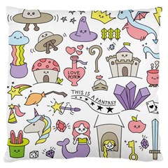 Fantasy-things-doodle-style-vector-illustration Large Cushion Case (one Side) by Salman4z