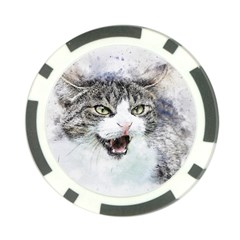 Cat Pet Art Abstract Watercolor Poker Chip Card Guard