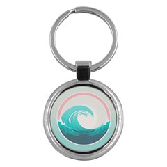 Tidal Wave Ocean Sea Tsunami Wave Minimalist Key Chain (round)