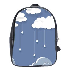 Clouds Rain Paper Raindrops Weather Sky Raining School Bag (xl) by Ravend