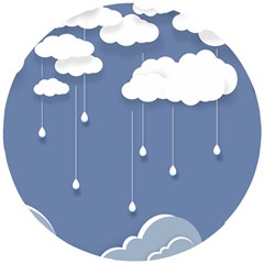 Clouds Rain Paper Raindrops Weather Sky Raining Wooden Puzzle Round
