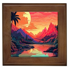 Tropical Landscape Island Background Wallpaper Framed Tile