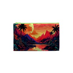 Tropical Landscape Island Background Wallpaper Cosmetic Bag (xs)