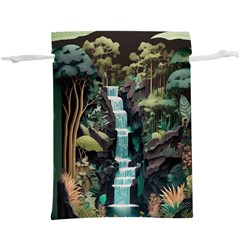 Jungle Tropical Trees Waterfall Plants Papercraft Lightweight Drawstring Pouch (xl) by Ravend