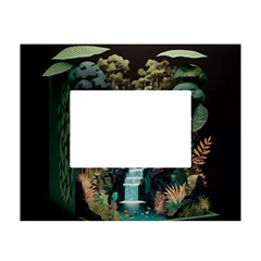 Jungle Tropical Trees Waterfall Plants Papercraft White Tabletop Photo Frame 4 x6 