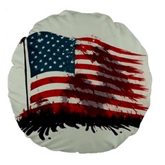 Patriotic Usa United States Flag Old Glory Large 18  Premium Flano Round Cushions