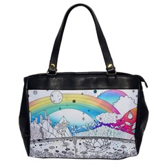 Rainbow Fun Cute Minimal Doodle Drawing Oversize Office Handbag