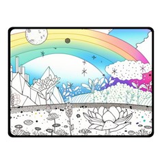 Rainbow Fun Cute Minimal Doodle Drawing Fleece Blanket (small)