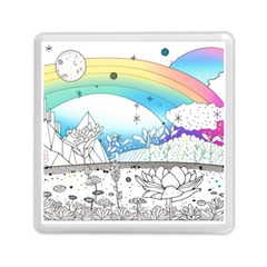 Rainbow Fun Cute Minimal Doodle Drawing Memory Card Reader (square)