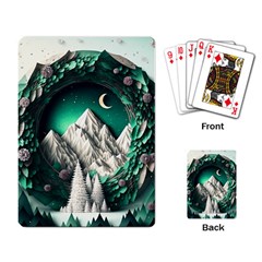 Christmas Wreath Winter Mountains Snow Stars Moon Playing Cards Single Design (rectangle)