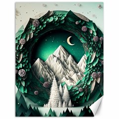 Christmas Wreath Winter Mountains Snow Stars Moon Canvas 12  X 16 