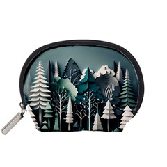Forest Papercraft Trees Background Accessory Pouch (small) by Ravend