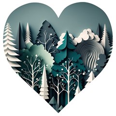 Forest Papercraft Trees Background Wooden Puzzle Heart by Ravend