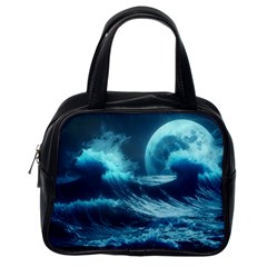 Moonlight High Tide Storm Tsunami Waves Ocean Sea Classic Handbag (one Side)