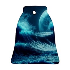 Moonlight High Tide Storm Tsunami Waves Ocean Sea Bell Ornament (two Sides)