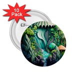 Waterfall Jungle Nature Paper Craft Trees Tropical 2.25  Buttons (10 pack)  Front