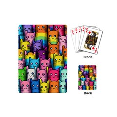 Cats Rainbow Pattern Colorful Feline Pets Playing Cards Single Design (mini)